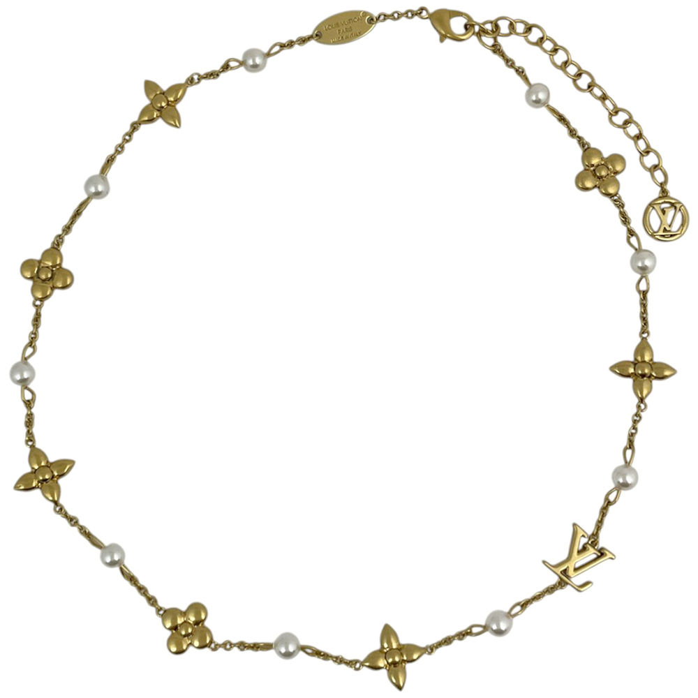 Louis Vuitton Louisa GP Faux Pearl Gold Necklace for Women